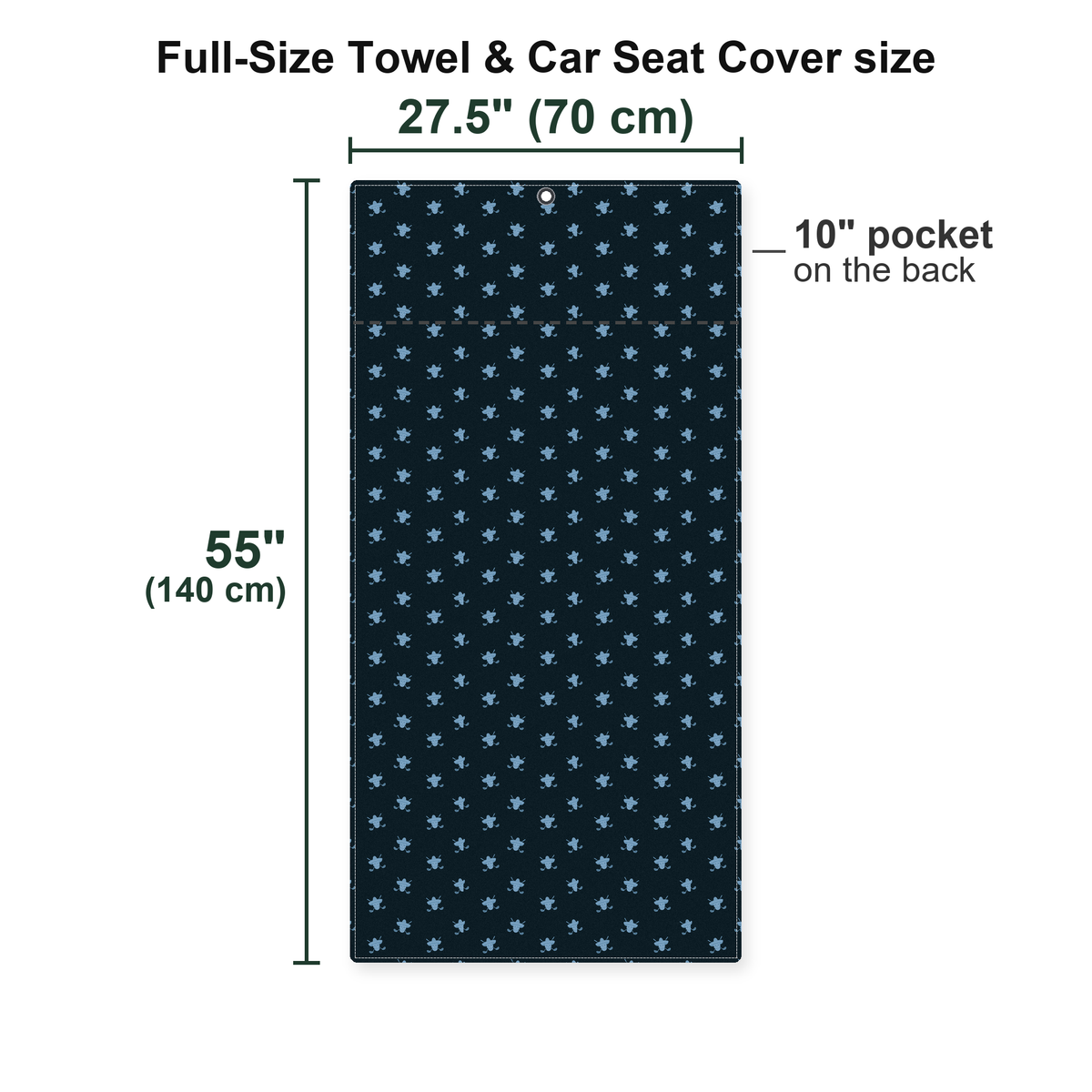 Lucky 13 Full-Size Towel & Car Seat Cover - Size Chart