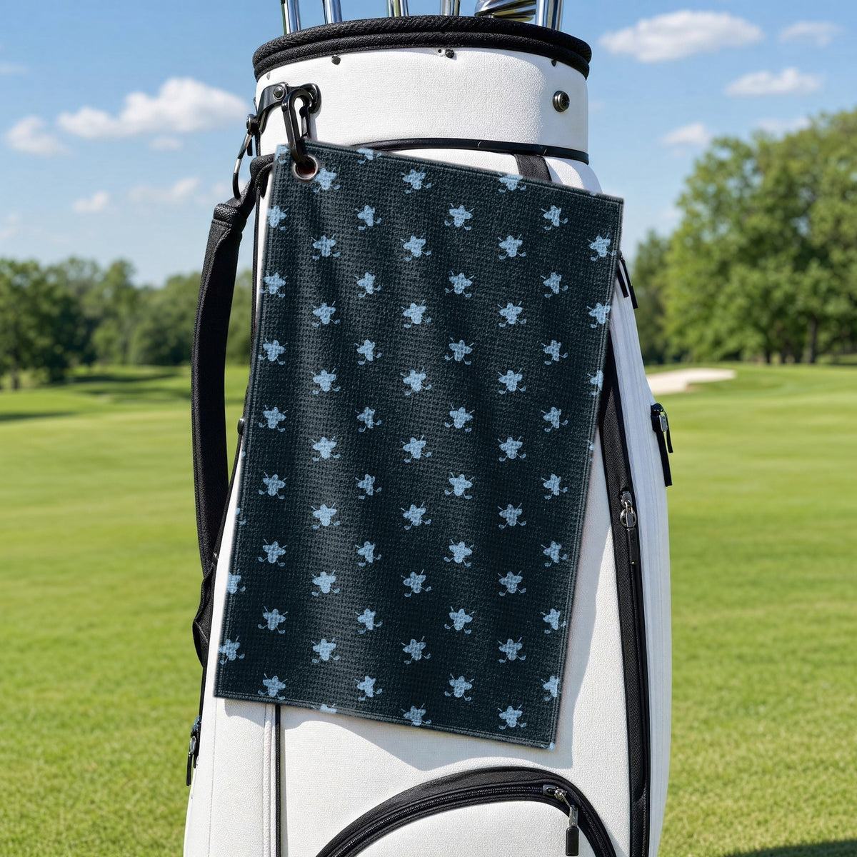 Lucky 13 Golf Towel - Hanging on a Golf Bag