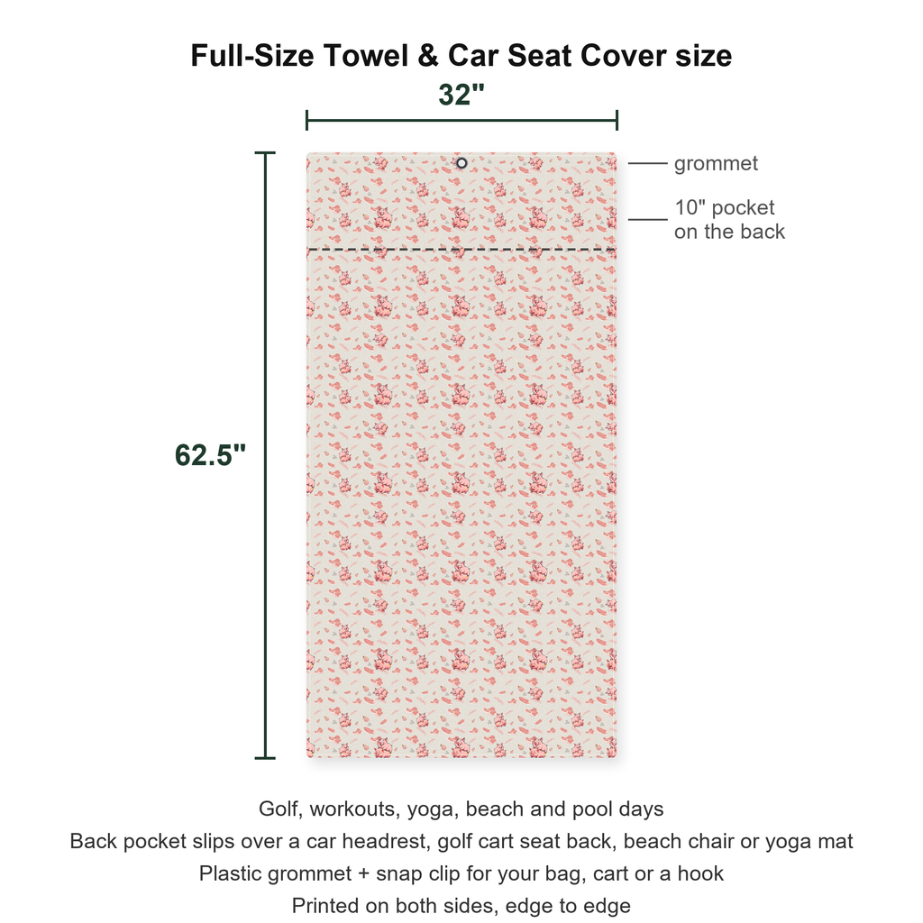 Makin Bacon Full-Size Towel & Car Seat Cover - Size Chart
