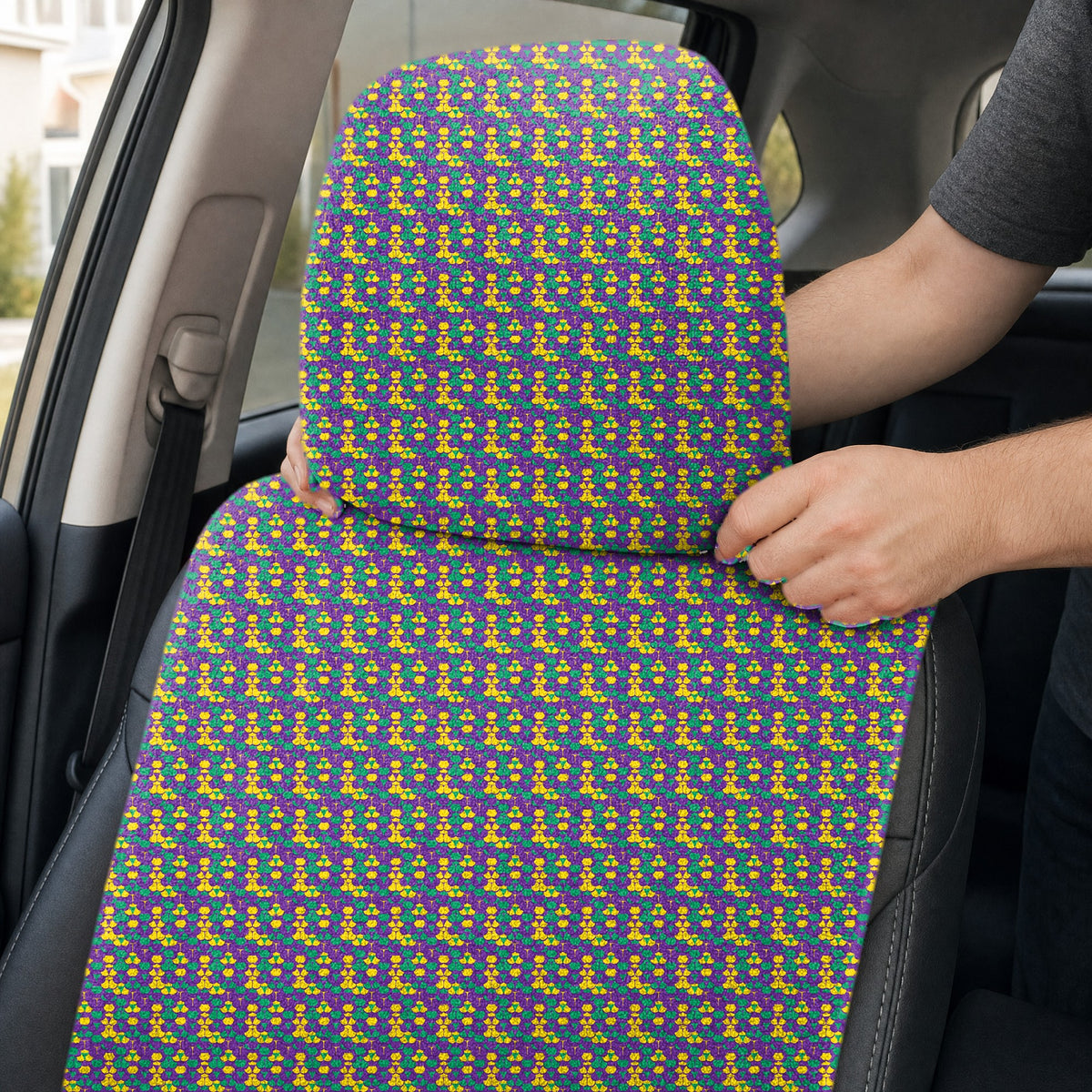 Mardi Cheeks Full-Size Towel & Car Seat Cover - Headrest Pocket