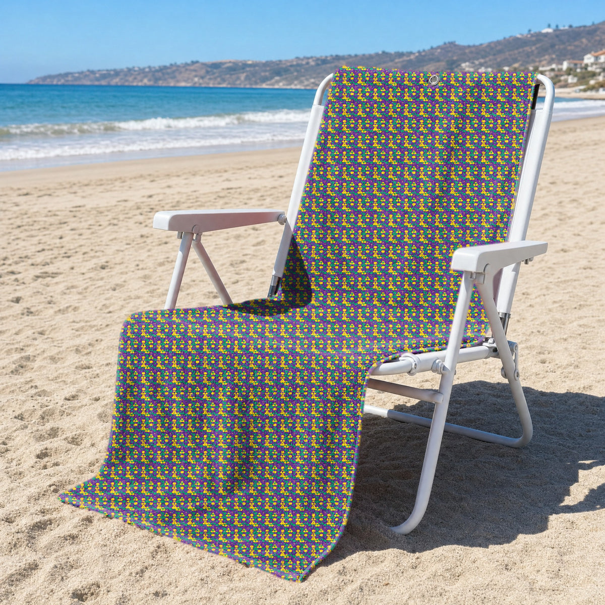 Mardi Cheeks Full-Size Towel & Car Seat Cover - On a Beach Chair