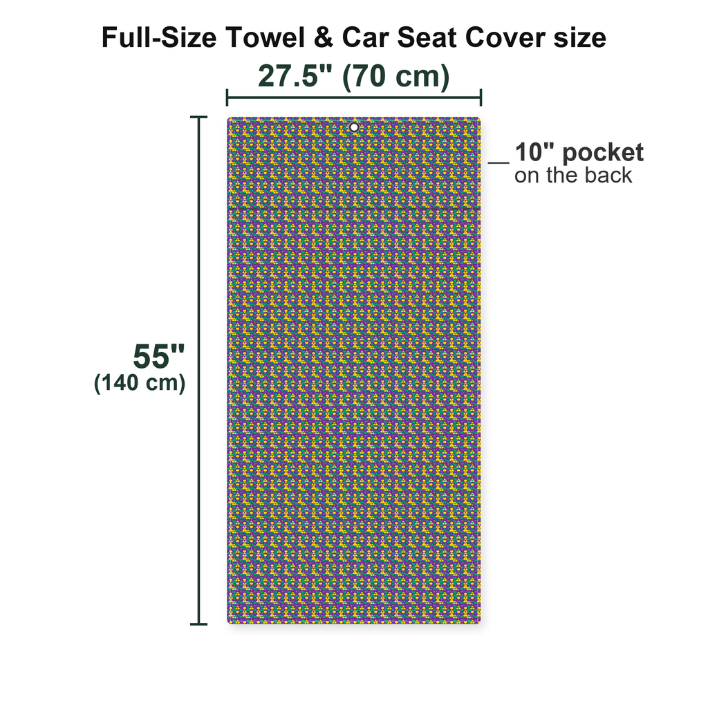 Mardi Cheeks Full-Size Towel & Car Seat Cover - Size Chart