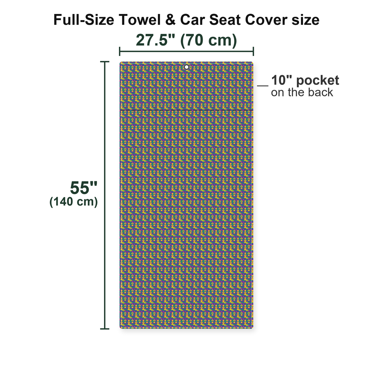Mardi Cheeks Full-Size Towel & Car Seat Cover - Size Chart