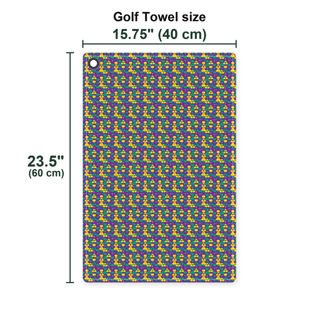 Mardi Cheeks Golf Towel - Size Chart