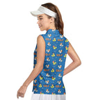 Duck Hook-Women Sleeveless Polo Shirt-Gerbera Prints