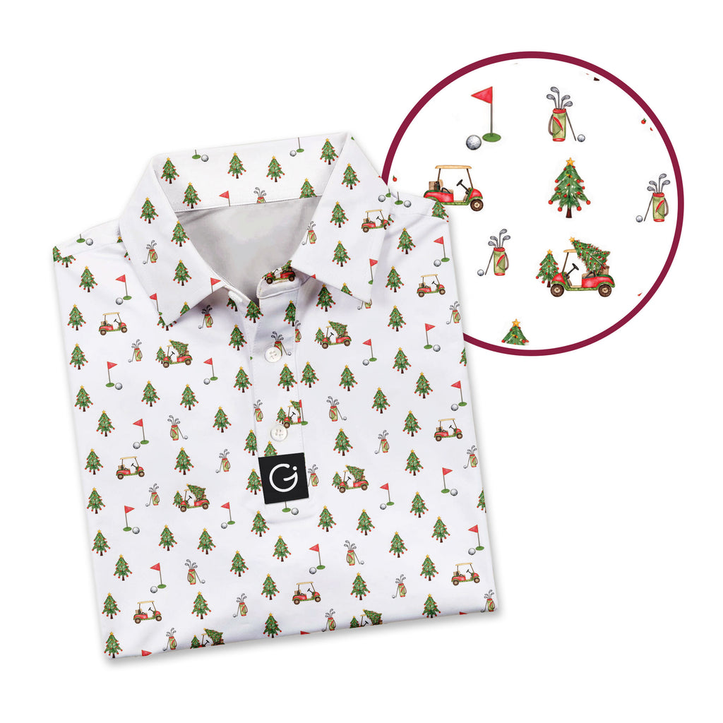 Merry Golfmas Polo Shirt For Men - Detail Close-up