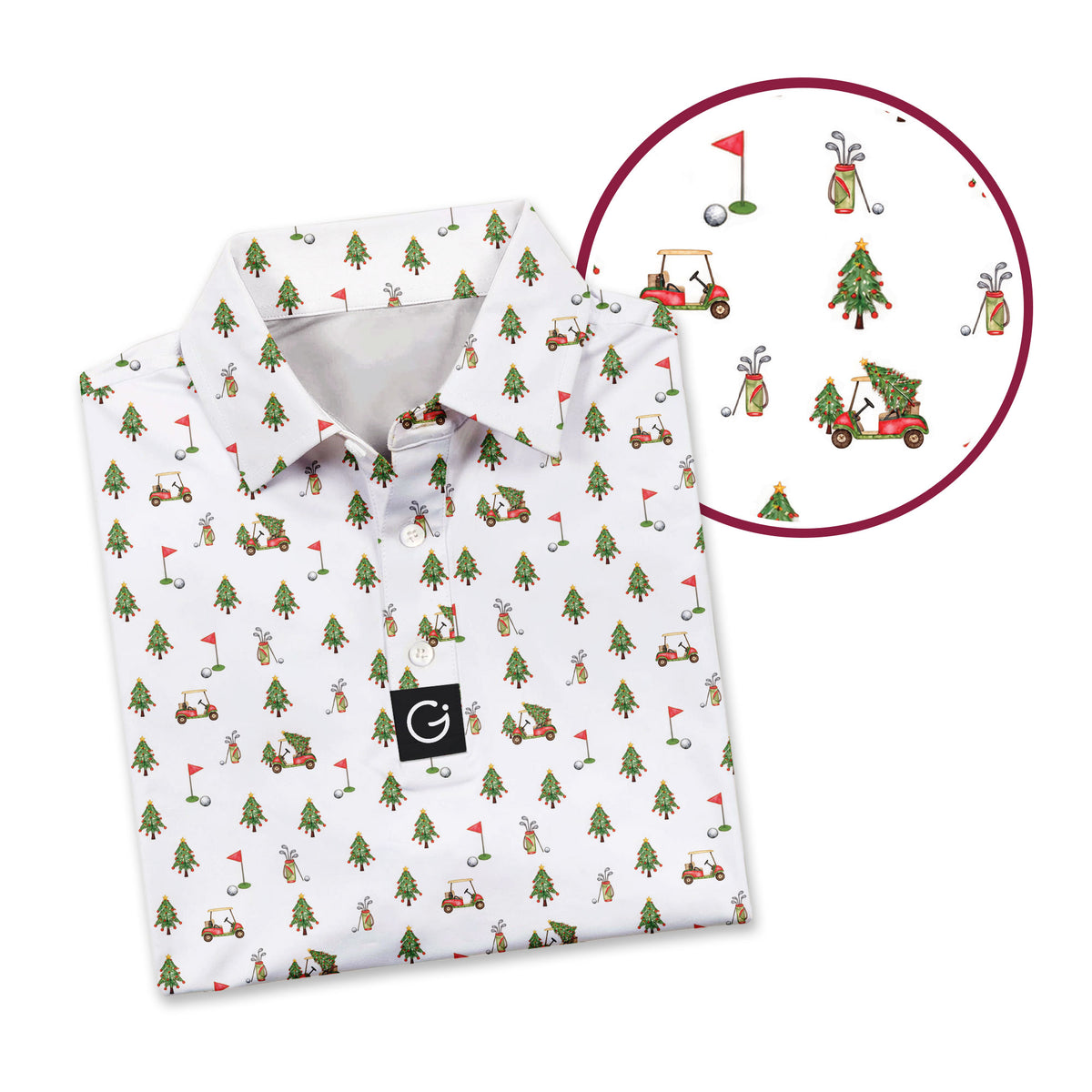 Merry Golfmas Polo Shirt For Men - Detail Close-up