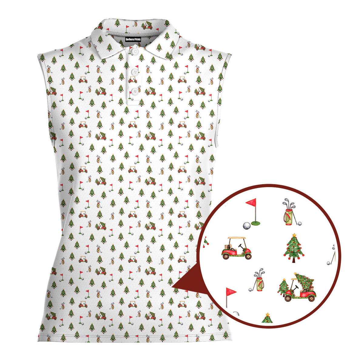 Merry Golfmas Women Sleeveless Polo Shirt - 1