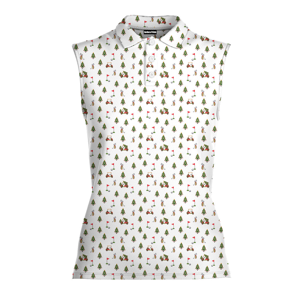 Merry Golfmas Women Sleeveless Polo Shirt - 2