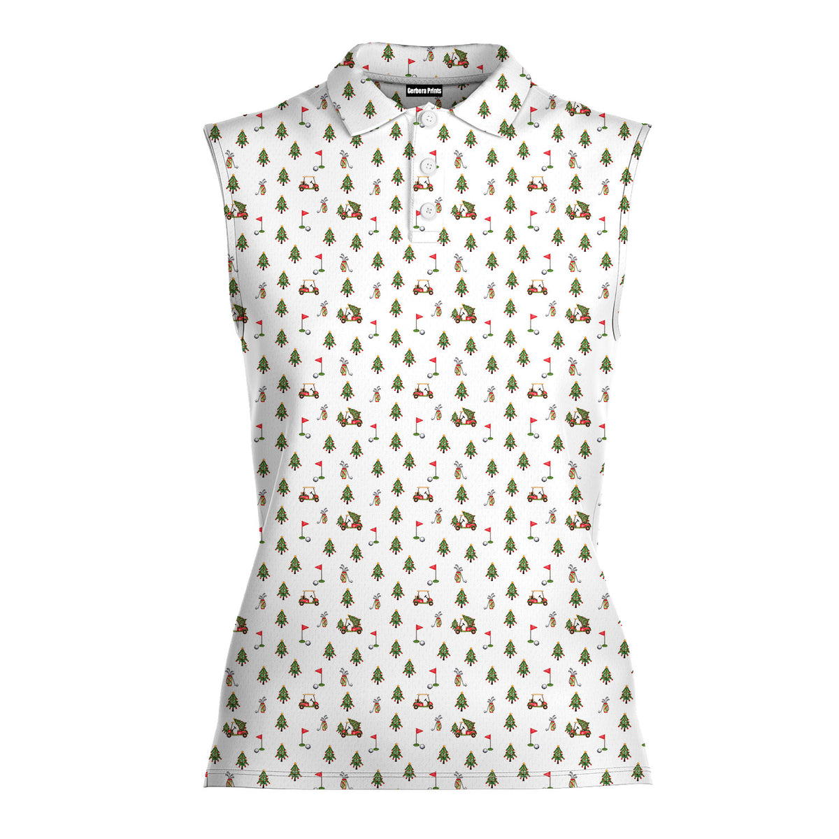 Merry Golfmas Women Sleeveless Polo Shirt - 2