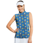 Duck Hook-Women Sleeveless Polo Shirt-Gerbera Prints