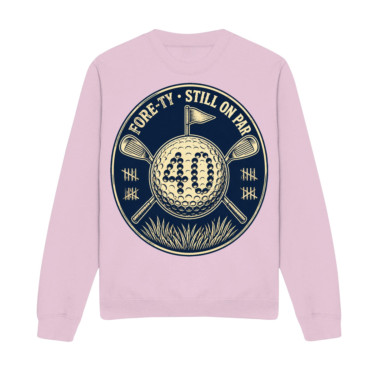 Forty On Par Crewneck Sweatshirt - Front, Light Pink
