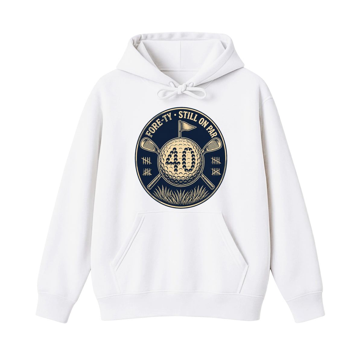 Forty On Par Hoodie - Front, White