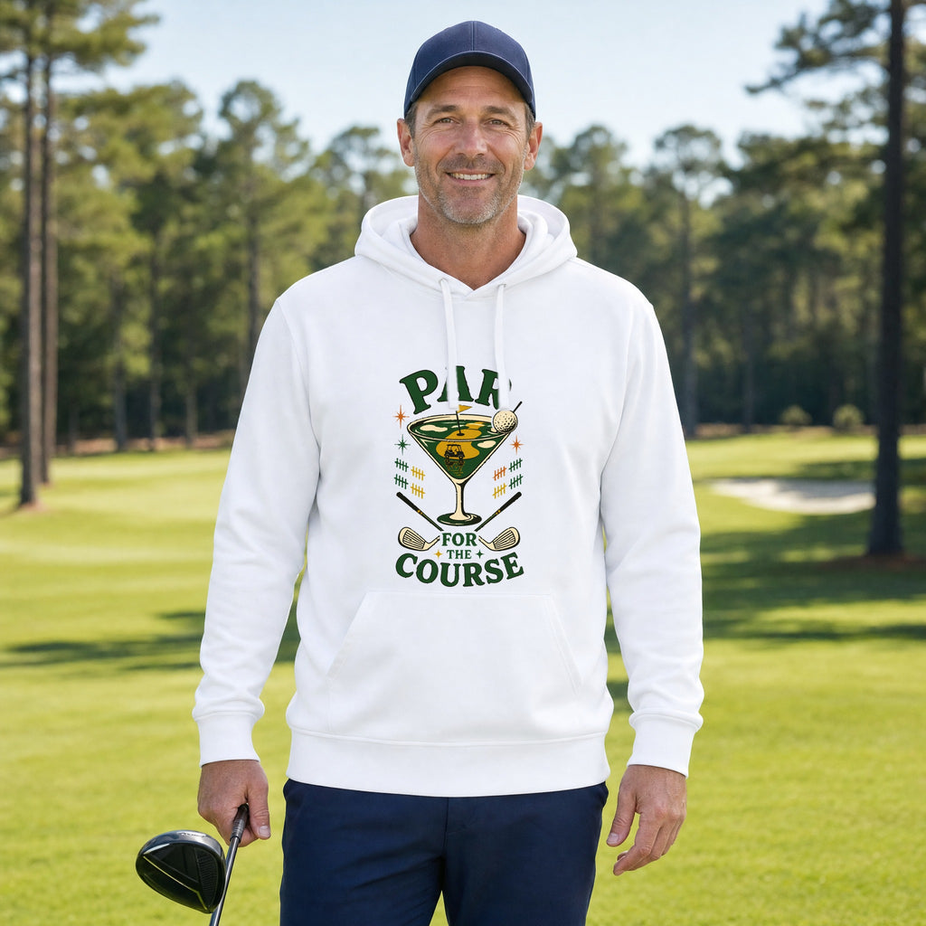 Par for the Course Hoodie - Men's Model Front on the Course, White