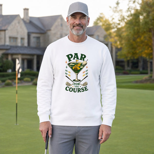 Par for the Course Crewneck Sweatshirt - Men's Model Front on the Course, White