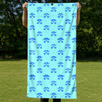 Moustache Blue Full-Size Towel & Car Seat Cover - Held Open