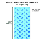 Moustache Blue Full-Size Towel & Car Seat Cover - Size Chart