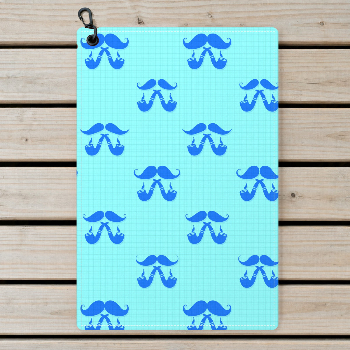 Moustache Blue Golf Towel - Laid Flat