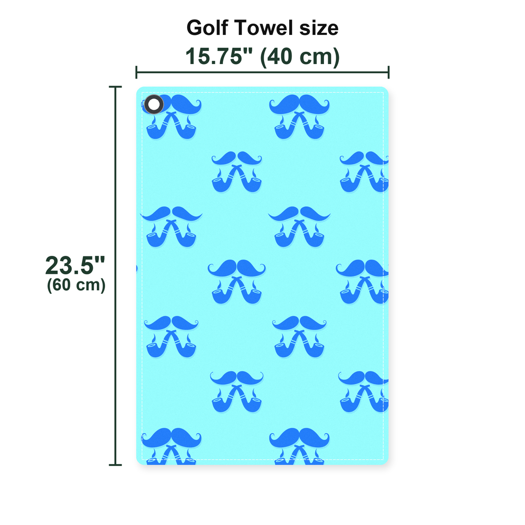 Moustache Blue Golf Towel - Size Chart