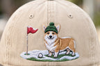 Corgi Golfer Winter Golf Two-Tone Hat - Embroidery Close-up