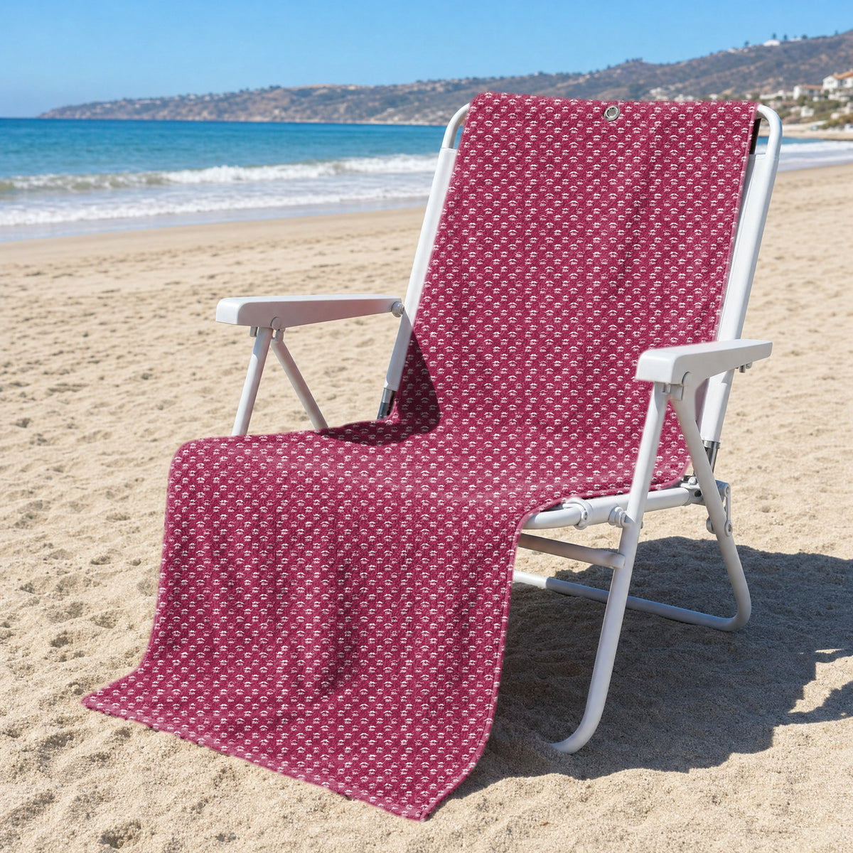 Mustache Rides Performance Full-Size Towel & Car Seat Cover - On a Beach Chair