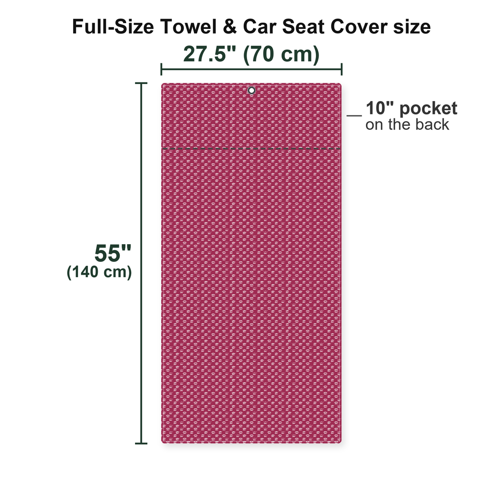 Mustache Rides Performance Full-Size Towel & Car Seat Cover - Size Chart