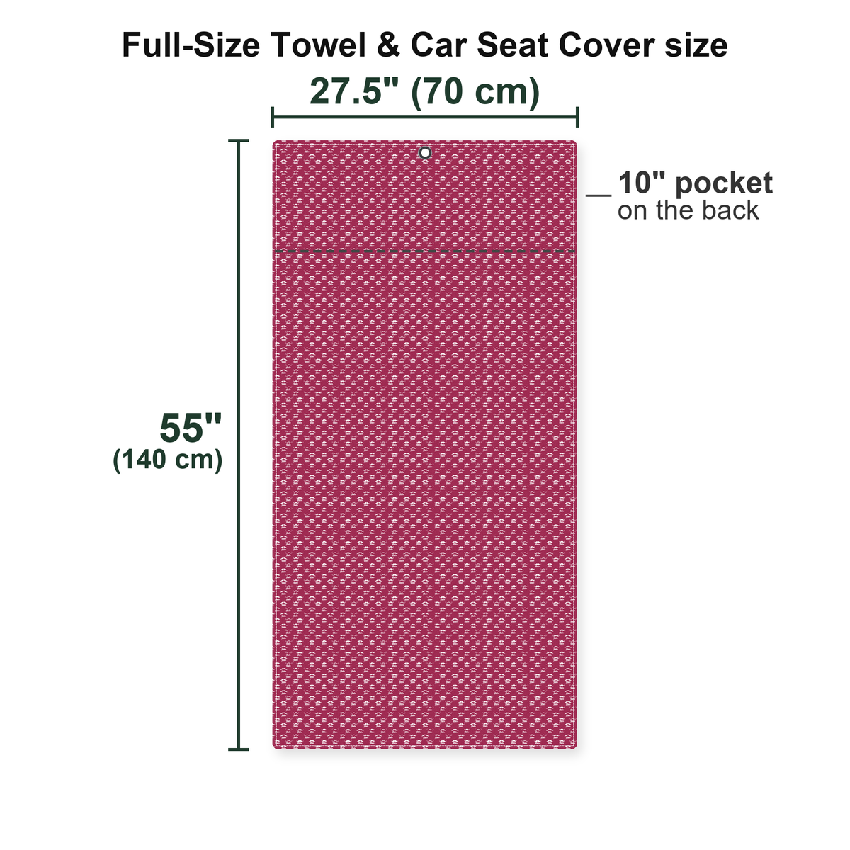 Mustache Rides Performance Full-Size Towel & Car Seat Cover - Size Chart