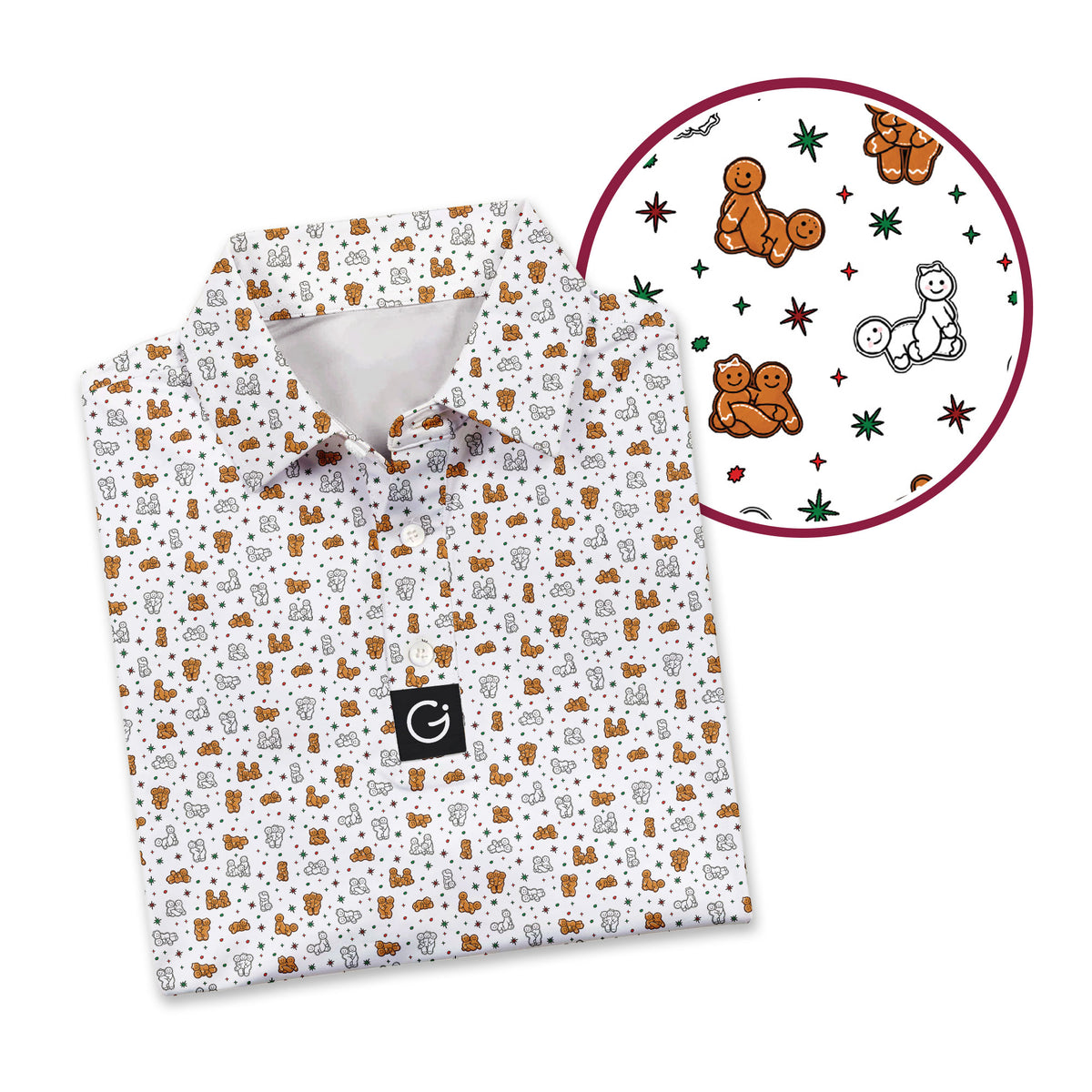 Naughty Cookies Polo Shirt For Men - Detail Close-up