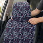 Navy Paisley Full-Size Towel & Car Seat Cover - Headrest Pocket
