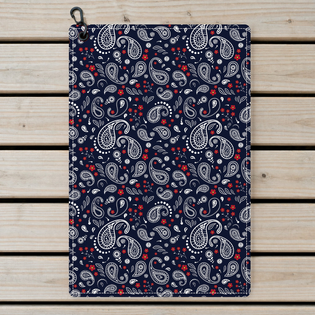 Navy Paisley Golf Towel - Laid Flat