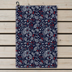 Navy Paisley Golf Towel - Laid Flat