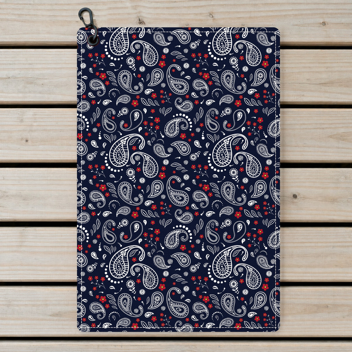 Navy Paisley Golf Towel - Laid Flat