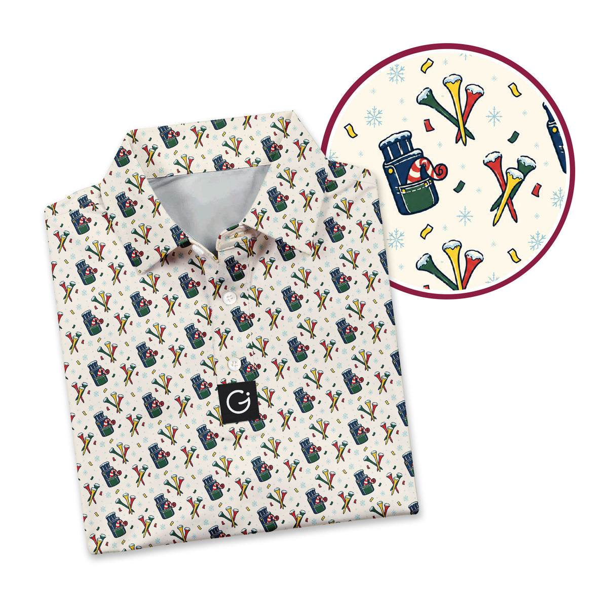 New Year Noisemaker Polo Shirt For Men - Detail Close-up