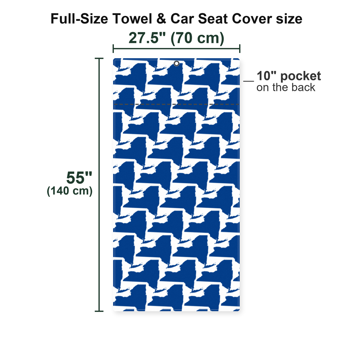 New York Polo Full-Size Towel & Car Seat Cover - Size Chart