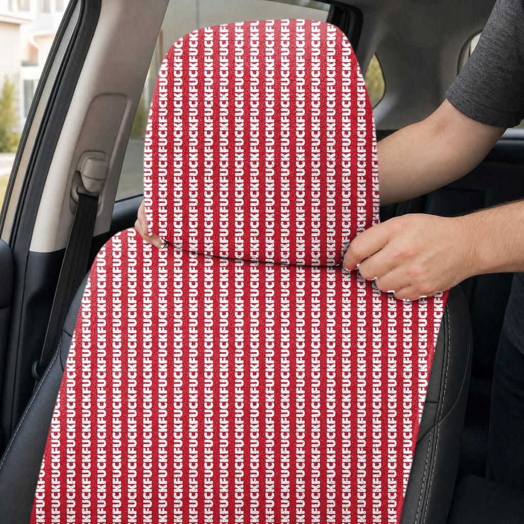 No F*cks Given Striped Full-Size Towel & Car Seat Cover - Headrest Pocket