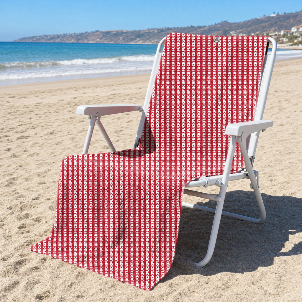 No F*cks Given Striped Full-Size Towel & Car Seat Cover - On a Beach Chair