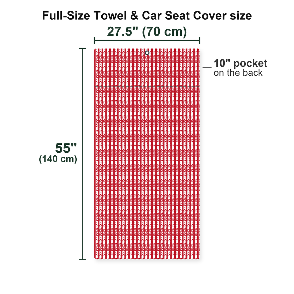 No F*cks Given Striped Full-Size Towel & Car Seat Cover - Size Chart