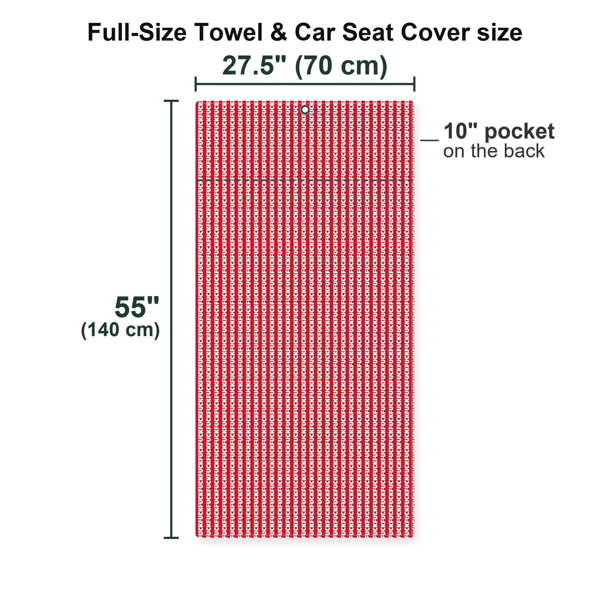 No F*cks Given Striped Full-Size Towel & Car Seat Cover - Size Chart
