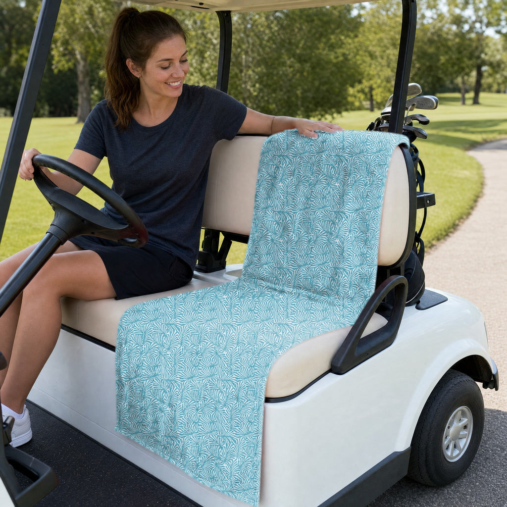 Palmetto Leaf Full-Size Towel & Car Seat Cover - On a Golf Cart Seat