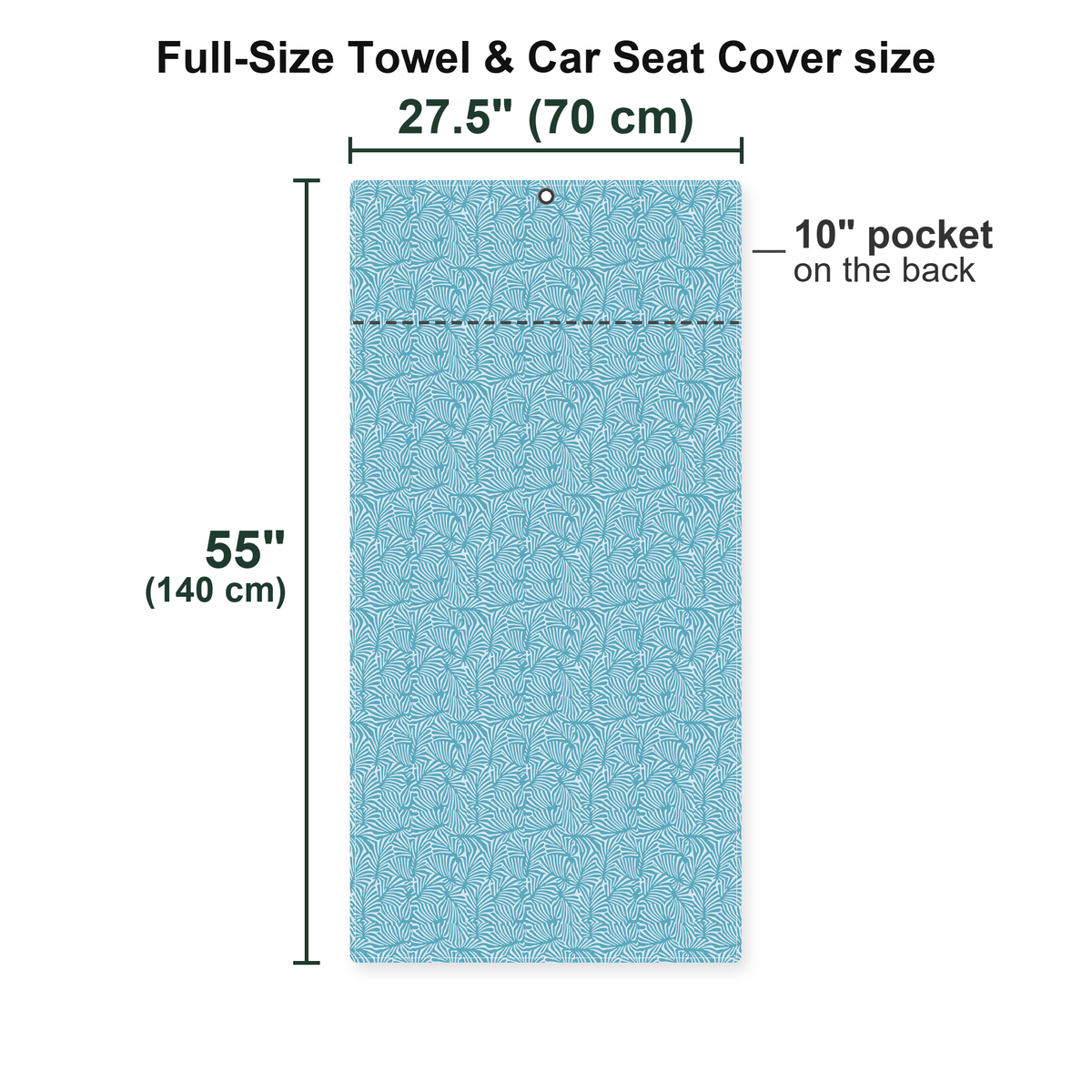 Palmetto Leaf Full-Size Towel & Car Seat Cover - Size Chart