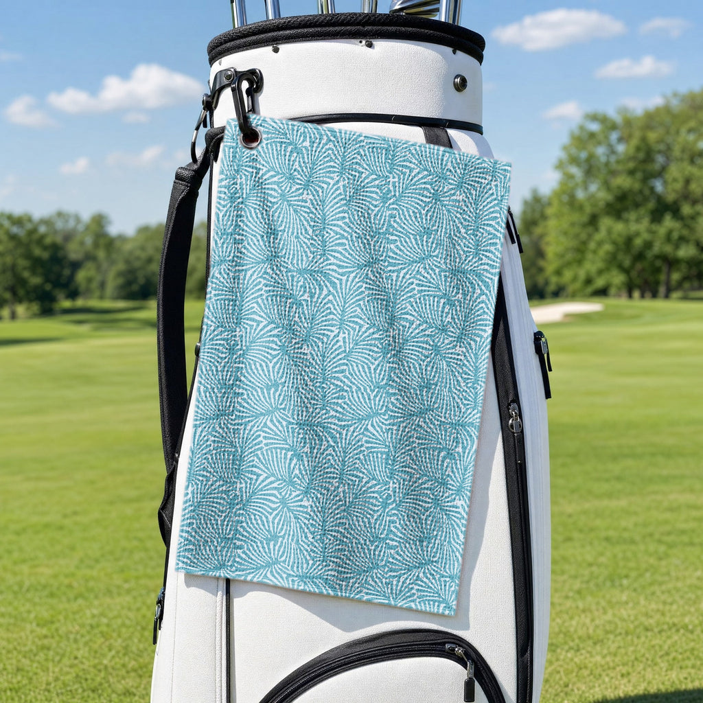 Palmetto Leaf Golf Towel - Hanging on a Golf Bag