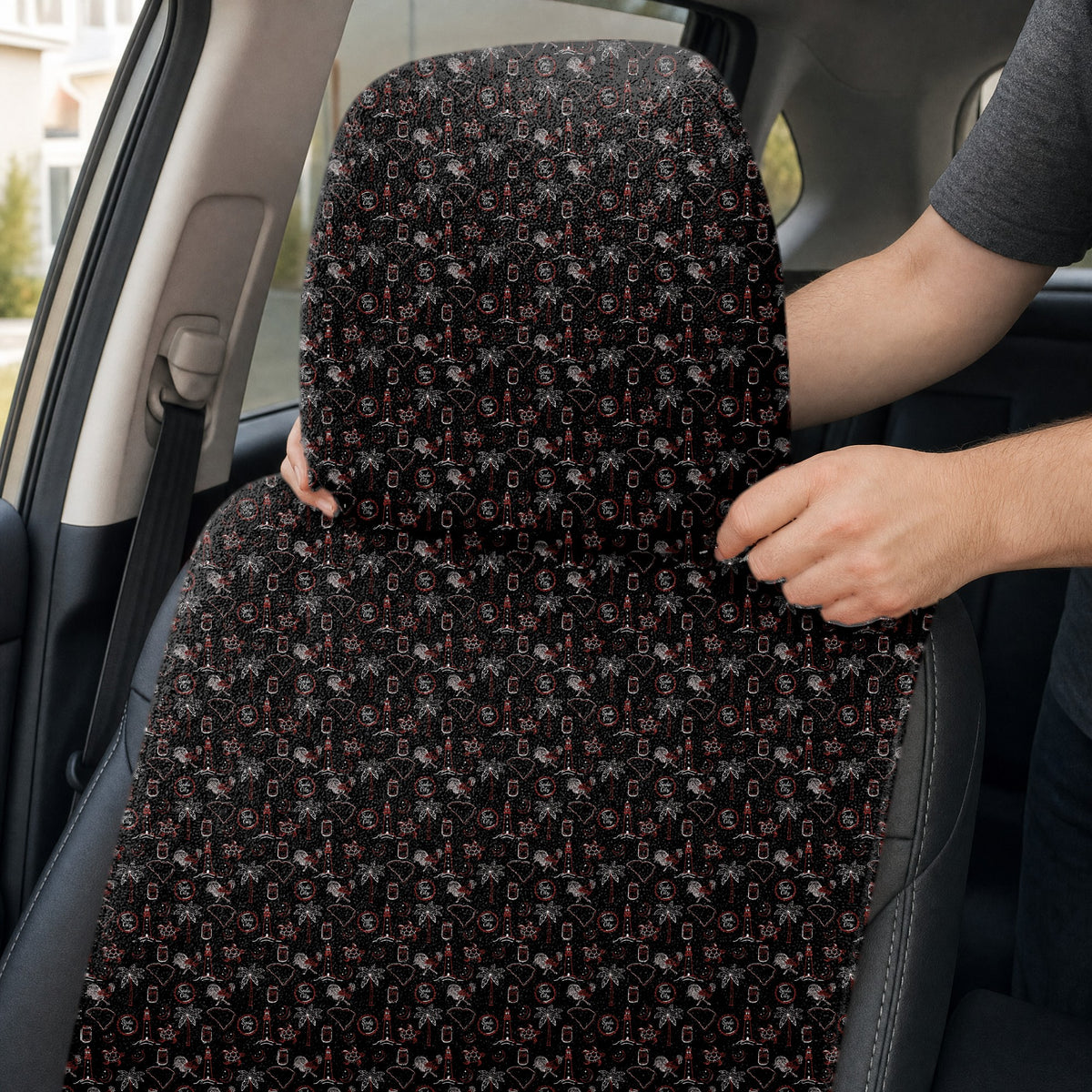 Palmetto Nights Full-Size Towel & Car Seat Cover - Headrest Pocket
