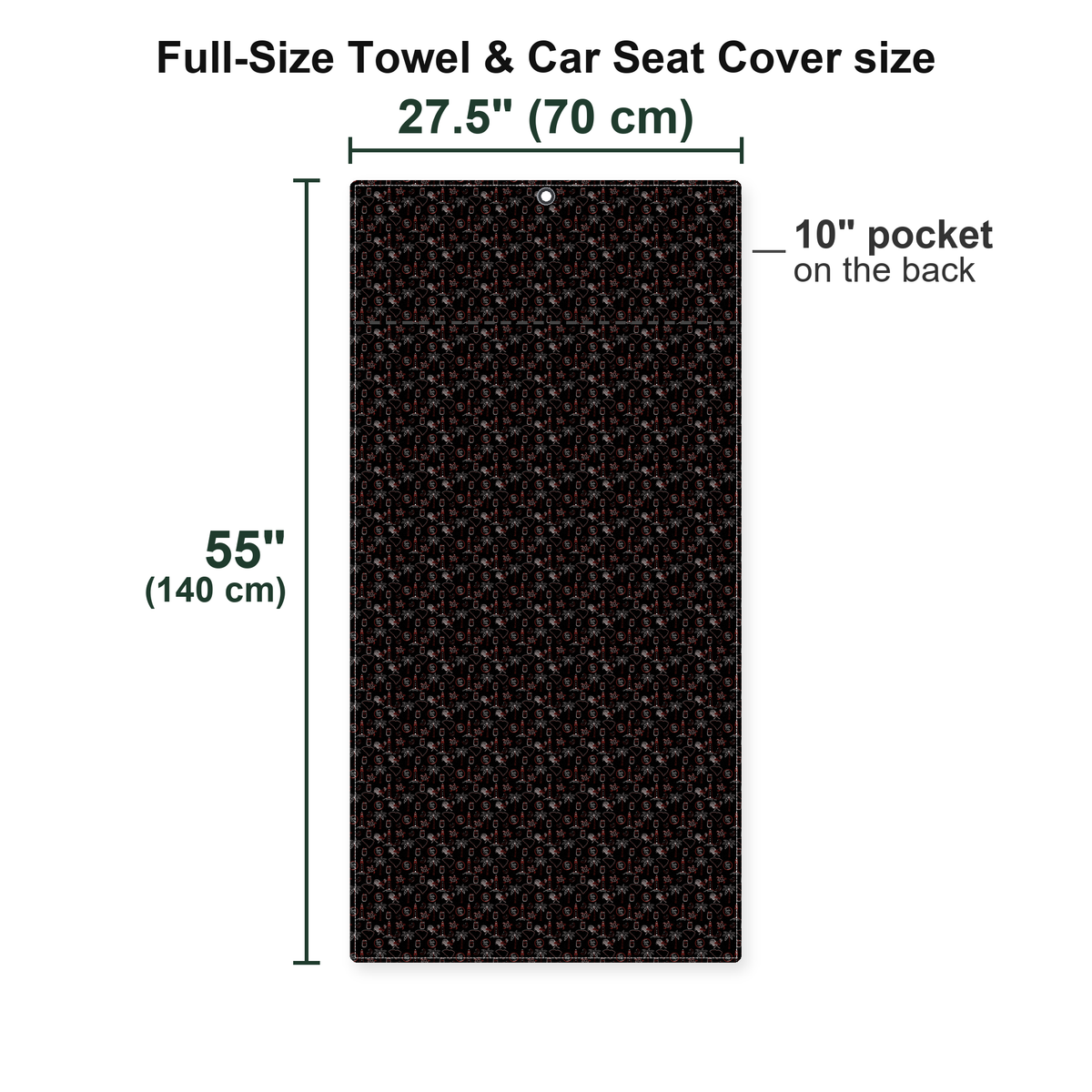 Palmetto Nights Full-Size Towel & Car Seat Cover - Size Chart