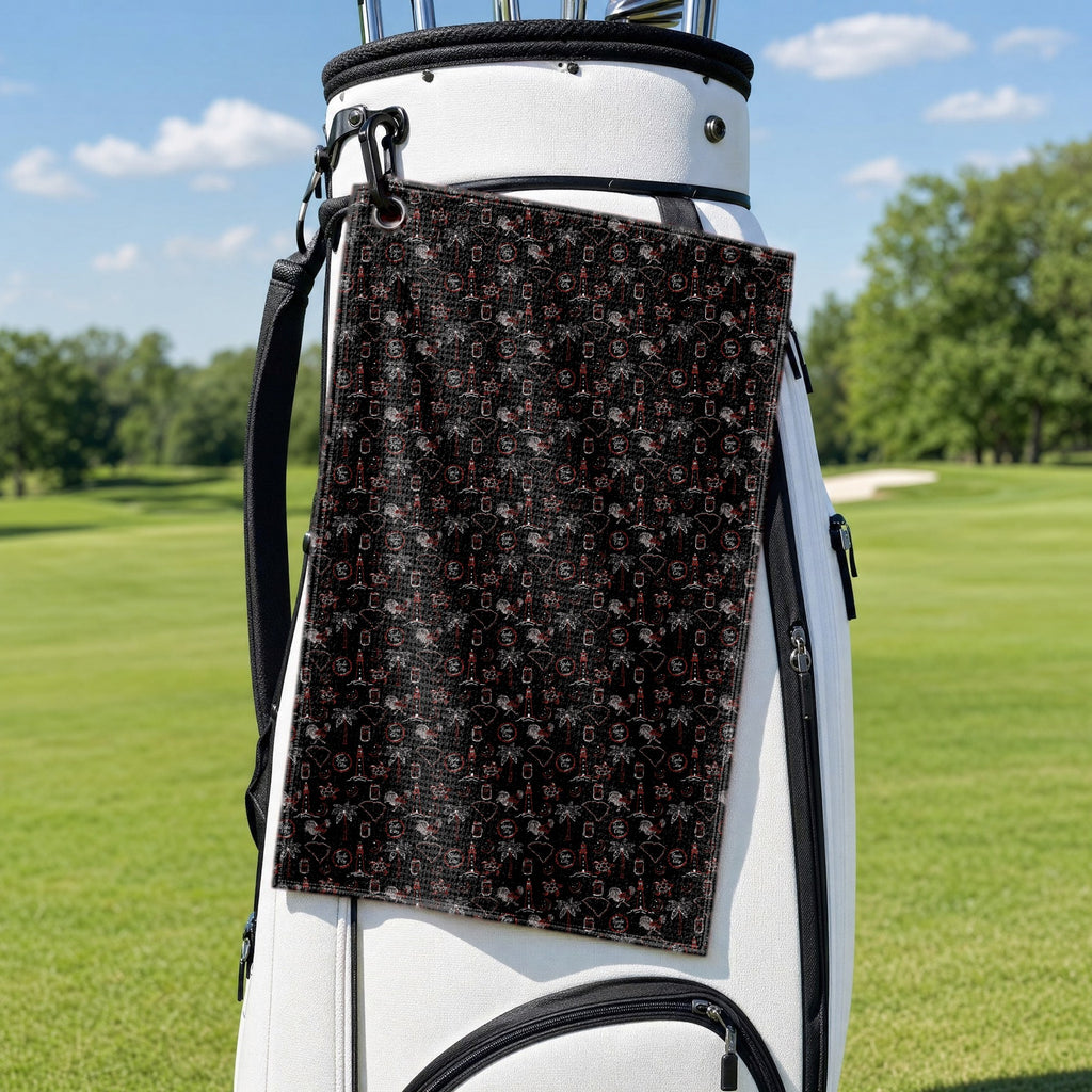 Palmetto Nights Golf Towel - Hanging on a Golf Bag