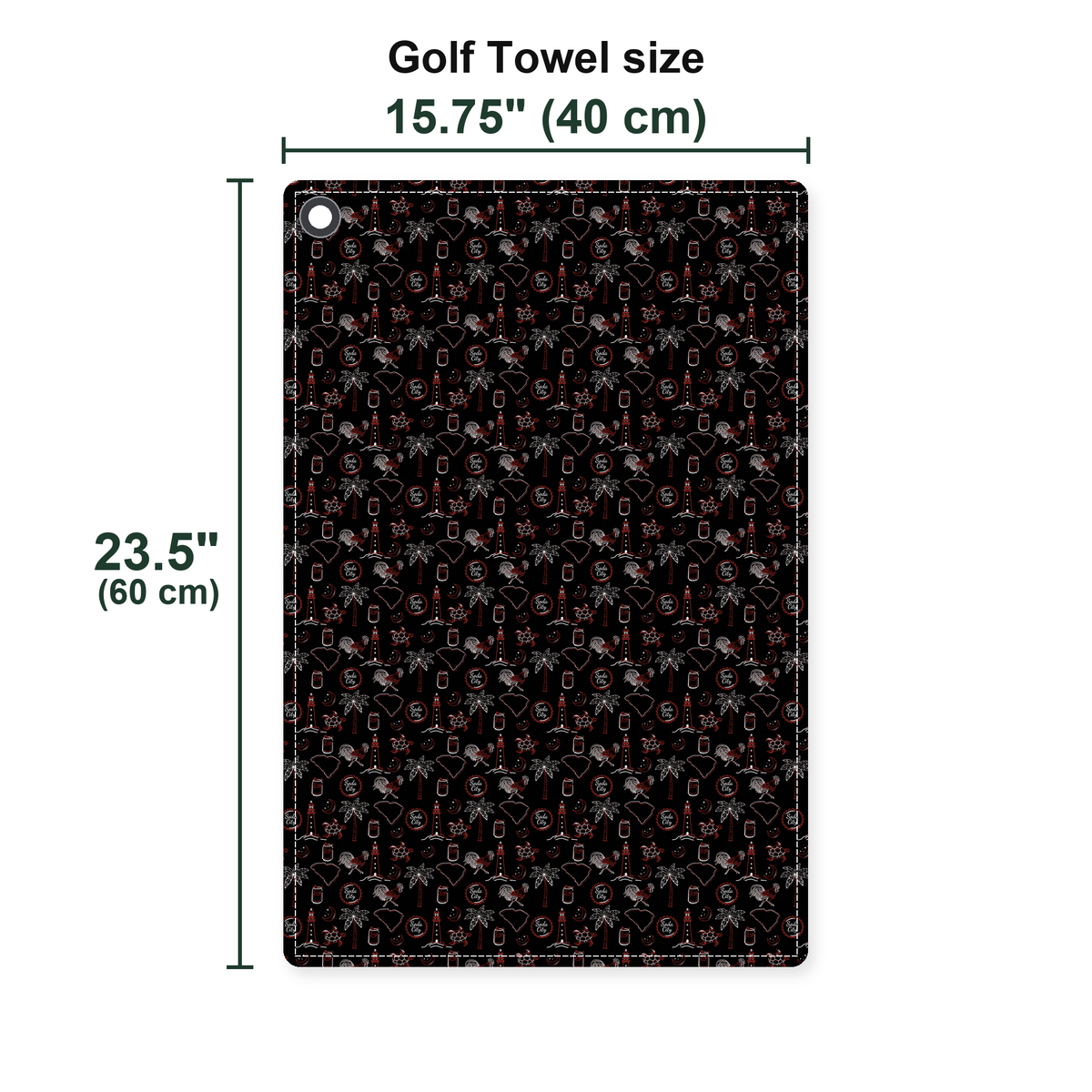 Palmetto Nights Golf Towel - Size Chart