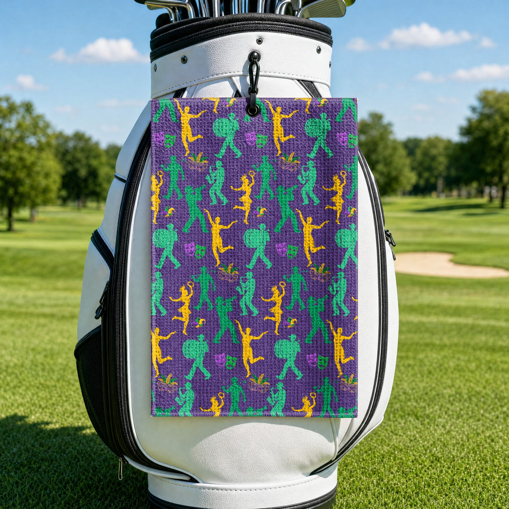 Parade Night Golf Towel - Hanging on a Golf Bag