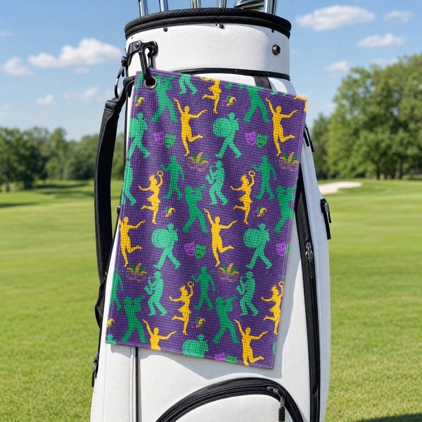 Parade Night Golf Towel - Hanging on a Golf Bag