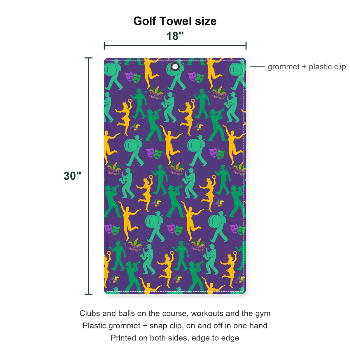 Parade Night Golf Towel - Size Chart