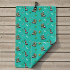 Parrot Drives Golf Cart Golf Towel - Laid Flat