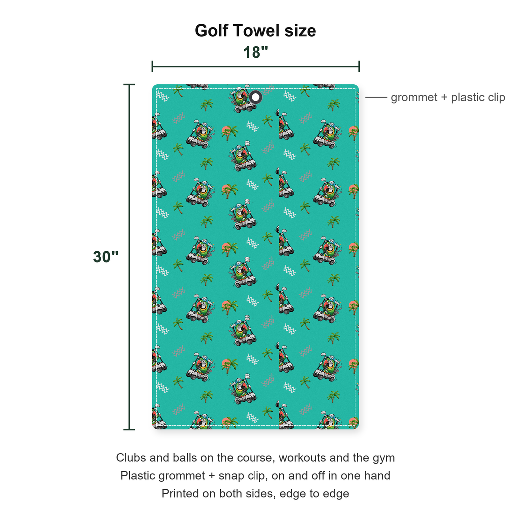 Parrot Drives Golf Cart Golf Towel - Size Chart